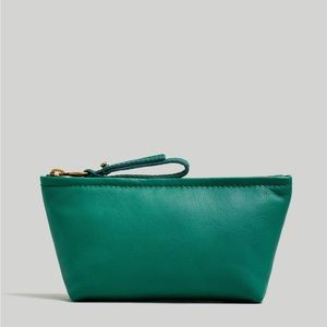 NWT Madewell Leather Piazza Zip Pouch Jade Green